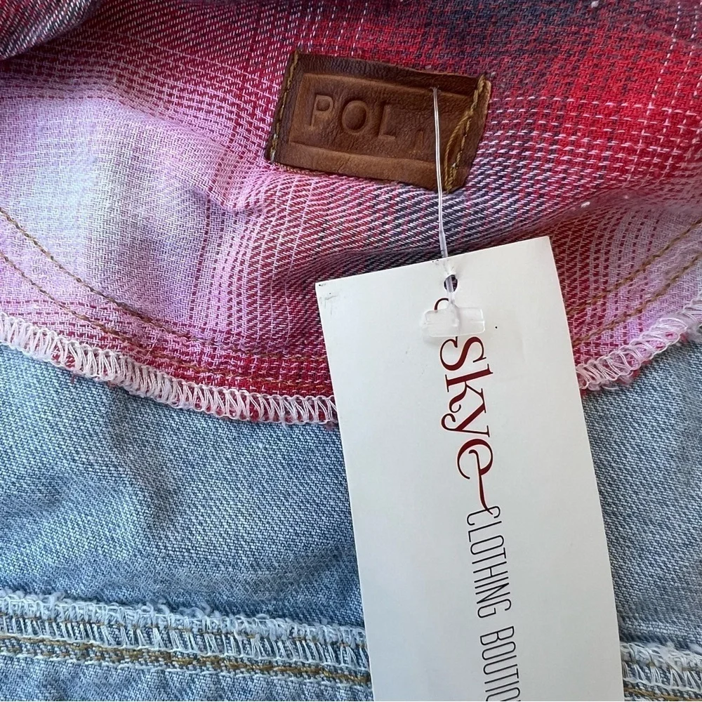 POL Denim Vest with Fringe Women Size M - Picture 8 of 8